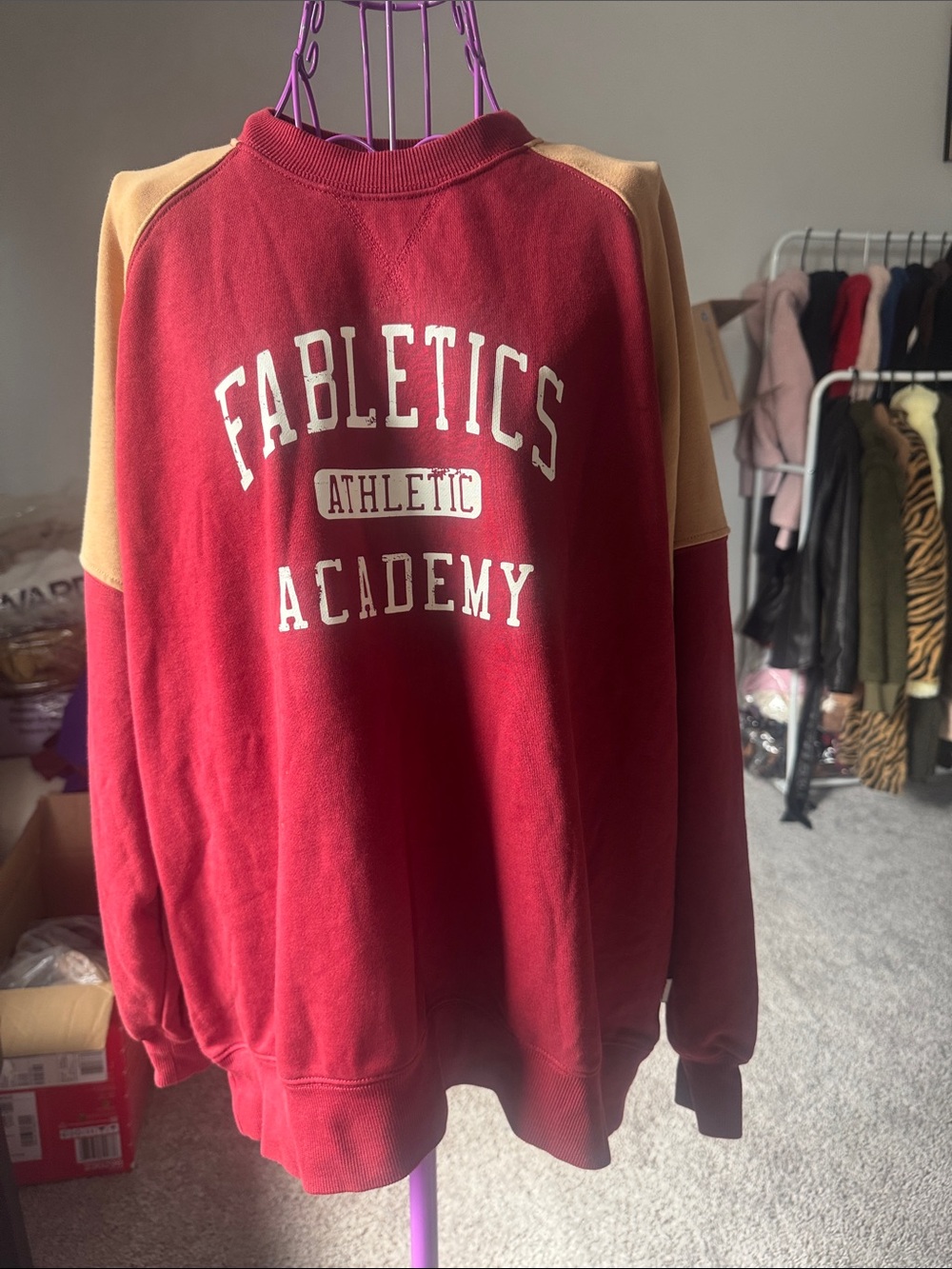 Fabletics women Crewneck Sweatshirt with Tan Shoulder Panels
